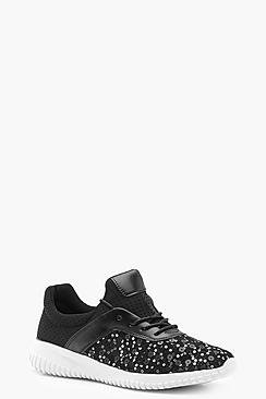 Lexi Sequin Lace Up Sports Trainers