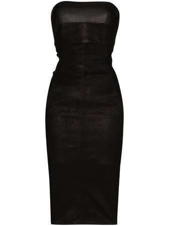 RICK OWENS sleeveless bustier leather dress black RP20F2515LSDLS - Farfetch