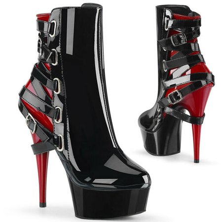 Black Red Harley Quinn Suicide Squad Cosplay Corset Stripper Heels Boots Shoes | eBay