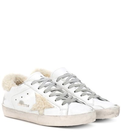 Superstar shearling and leather sneakers
