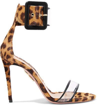 Seduction Pvc And Leopard-print Calf Hair Sandals - Leopard print