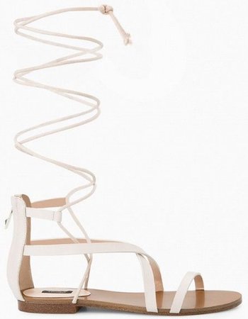 White Lace-up Gladiator sandals