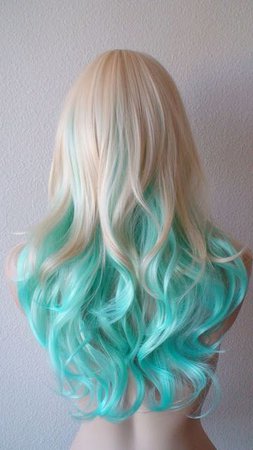 Blonde to Cyan Ombre