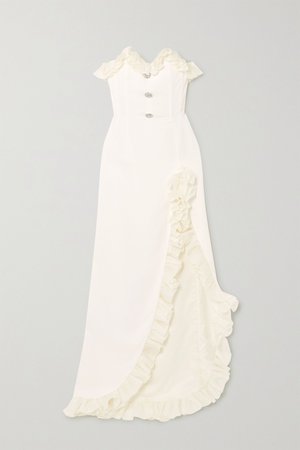 White Ruffled silk organza-trimmed cady gown | Alessandra Rich | NET-A-PORTER