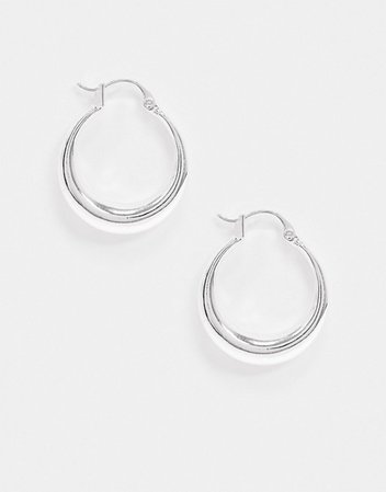 Weekday Mija chunky hoop earrings in silver | ASOS