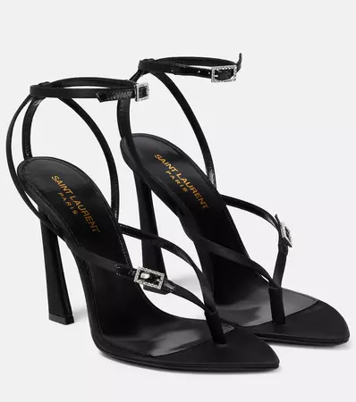 Nadja Embellished Satin Sandals in Black - Saint Laurent | Mytheresa