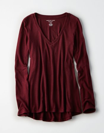 AE All the Feels Tee, Burgundy | American Eagle Outfitters