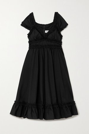 Ruffled Cotton Dress - Black