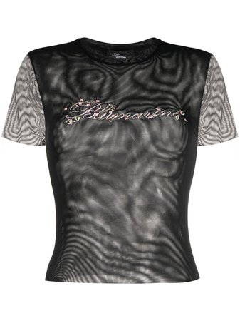 Blumarine Mesh logo-embroidered T-shirt - Farfetch