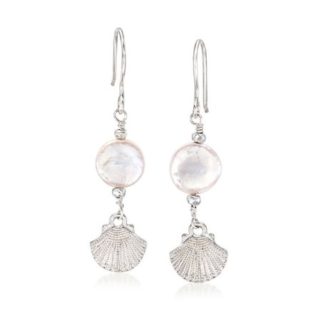 sea shell pearl earrings
