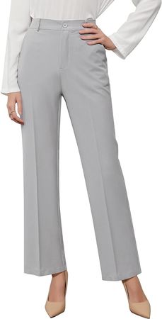 GRAPENT Pants for Women Work High Waisted Dress Pants Business Casual Relaxed Fit Straight Leg Elastic Waist Trousers at Amazon Women’s Clothing store