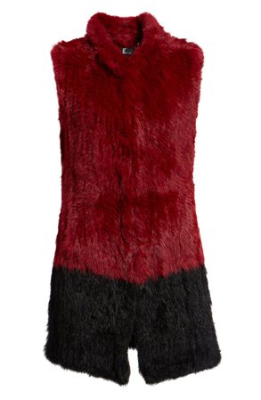 Love Token Long Colorblock Genuine Rabbit Fur Vest | Nordstrom