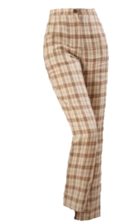 beige&brown gingham high-waisted pants