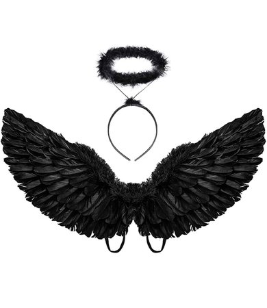 black angel wings and halo