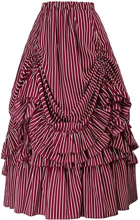 Belle Poque Women's Vintage Stripes Gothic Victorian Skirt Renaissance Style Falda at Amazon Women’s Clothing store