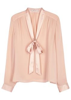 Alice + Olivia light pink silk crepe blouse