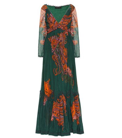 Printed cotton and silk gown