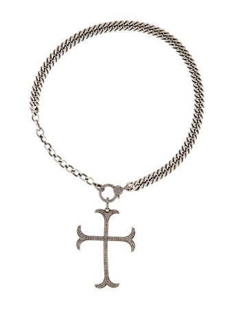 Sheryl Lowe silver grey Choker cross alternative Necklaces - LWO20804 | The RealReal