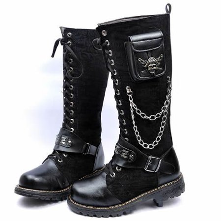 black combat boots silver hardware