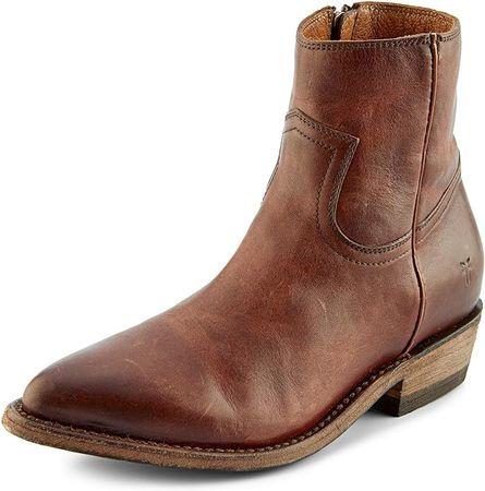 Amazon.com | Frye Billy Inside Zip Booties for Women Crafted from Antiqued Pull-Up Leather with Wellington Stitchwork and Piping, Brass Hardware, and Inside Zipper – 5 ¾” Shaft Height, Redwood - 8.5M | Ankle & Bootie
