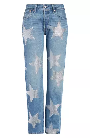 Collina Strada x Levi’s® Star Capsule Rhinestone 501® Straight Leg Jeans | Nordstrom