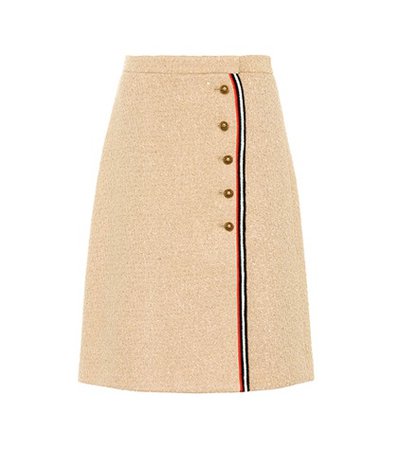 Wool-blend tweed skirt