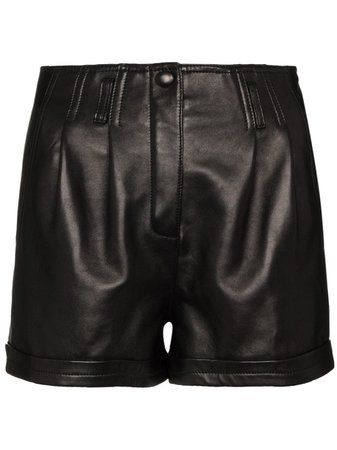Saint Laurent Pleated Leather Shorts - Farfetch