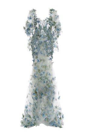 Embroidered Botanical Tulle Gown by MARCHESA