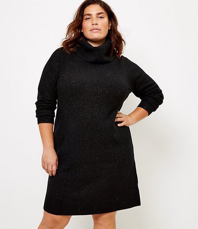 Plus Shimmer Cowl Neck Sweater Dress