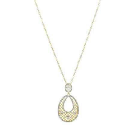 Necklaces | Shop Women's Lattice Cut Oval Drop Necklace at Fashiontage | NP140_CLGO