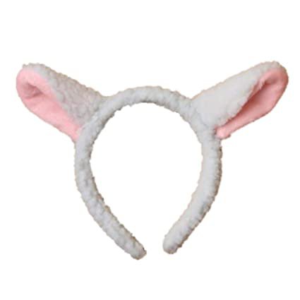 Amazon.com: White and Pink Lamb Ears Alice Hair Band Headband Fancy Dress : Clothing, Shoes & Jewelry