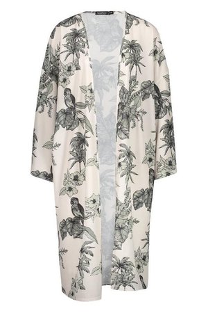 Palm Print Kimono | Boohoo