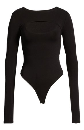 Naked Wardrobe Front Cutout Long Sleeve Bodysuit | Nordstrom