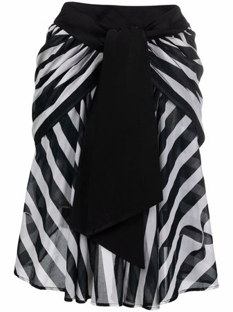 Yves Saint Laurent Pre-Owned 1988 Asymmetric stripe-print Skirt - Farfetch