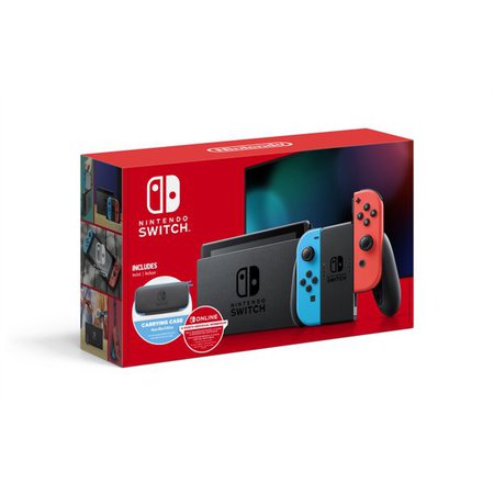 Nintendo Switch Neon Blue & Neon Red Joy-Con bundle with 12 Month Individual Membership Nintendo Switch Online + Carrying Case - Walmart.com