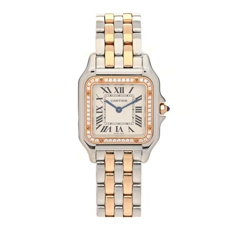 CARTIER Stainless Steel 18K Pink Gold Diamond 27mm Panthere Quartz Watch 1107452 | FASHIONPHILE