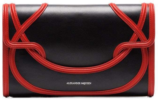 Black And Red Wikka Leather Clutch