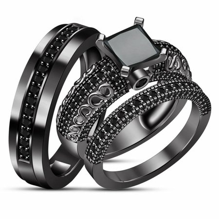 black wedding rings set - Google Search