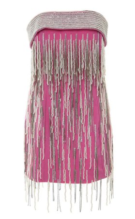 pink silver dangle tassel glitter mini dress
