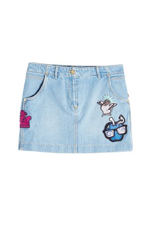 Denim Mini Skirt with Patches Gr. FR 40