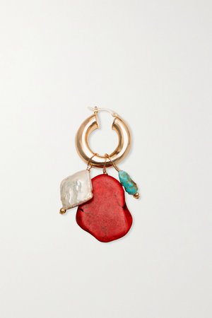 Gold Proust gold-plated howlite, pearl and turquoise earring | éliou | NET-A-PORTER