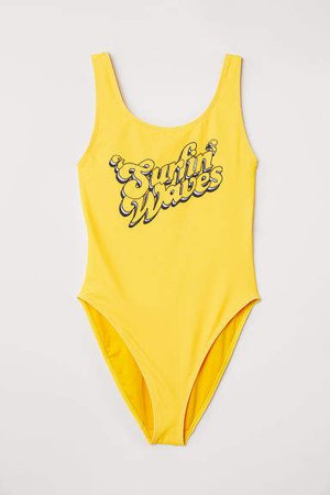 Swimsuit with Printed Motif - Yellow