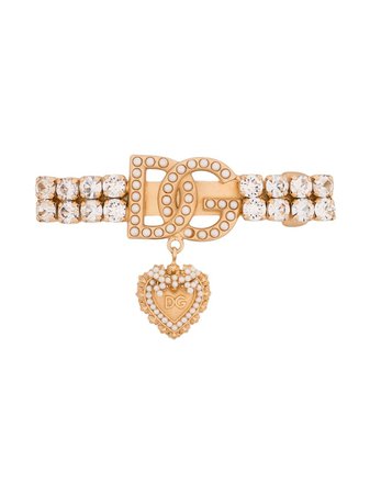 Shop Dolce & Gabbana logo-plaque jewelled hair clip with Express Delivery - FARFETCH