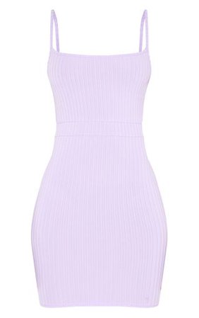 Lilac Ribbed Strappy Back Dress | Dresses | PrettyLittleThing