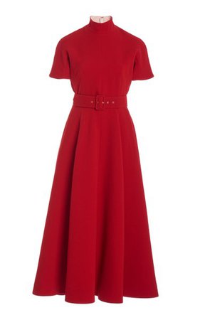 Camilla Belted Pleated Crepe A-Line Dress By Emilia Wickstead | Moda Operandi