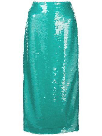 Blue Prabal Gurung Sequin Pencil Skirt | Farfetch.com