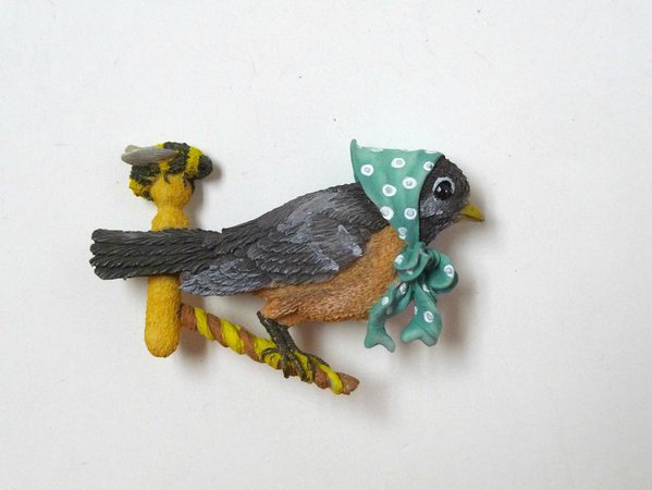 OOAK . story book little bird brooch | Etsy