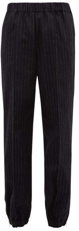 Pinstriped Tailored Wool Trousers - Womens - Navy White