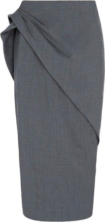 Zac Posen Asymmetric Wool Pencil Skirt Size: 0