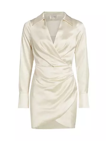 Shop Line & Dot Cece Satin Wrap Minidress | Saks Fifth Avenue